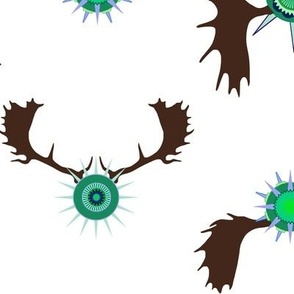 moose antlers bright blue green