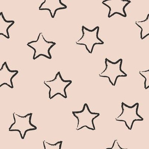 SMALL neutral sketchy stars - black on nude