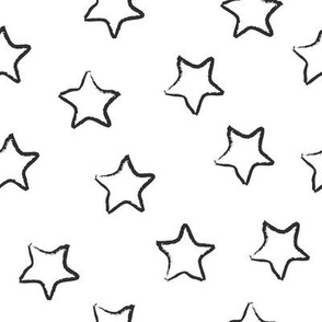 SMALL neutral sketchy stars - black on white