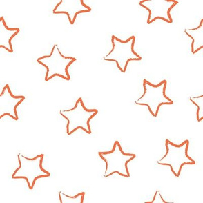 SMALL neutral sketchy stars - orange on white