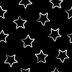 SMALL neutral sketchy stars - white on black