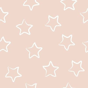 SMALL neutral sketchy stars - white on nude