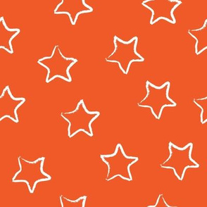 SMALL neutral sketchy stars - white on orange