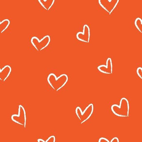 SMALL neutral sketchy hearts - orange