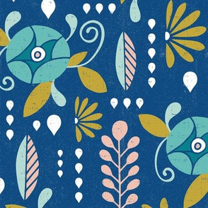 April Showers - Classic Blue Floral Large Scale