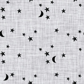 stars and moons // black on cloud linen