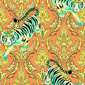 wallpaper tigers in summer citrus