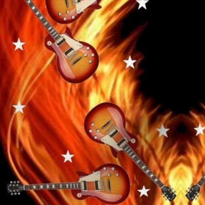 Guitars_Flames_Stars_7x9 Mirror