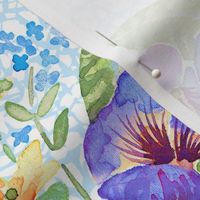 pansy chintz - baby blue