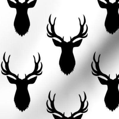 Buck Silhouette - Deer Head Antlers (black)