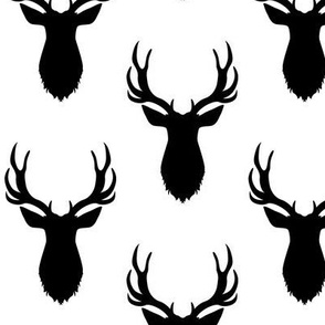 Buck Silhouette - Deer Head Antlers (black)