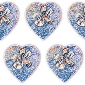 Blue Foil Heart Candy Box - Lg Scale