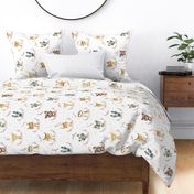 Woodland Animals – Baby Nursery Fabric- style B, LARGER scale, ROTATED