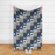 Hockey Mom//USA//Classic Blue - Wholecloth Cheater Quilt