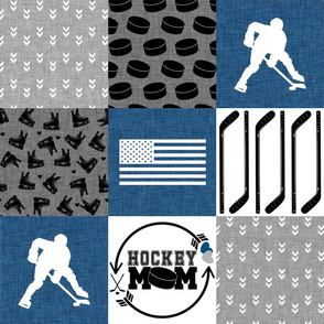 Hockey Mom//USA//Classic Blue - Wholecloth Cheater Quilt