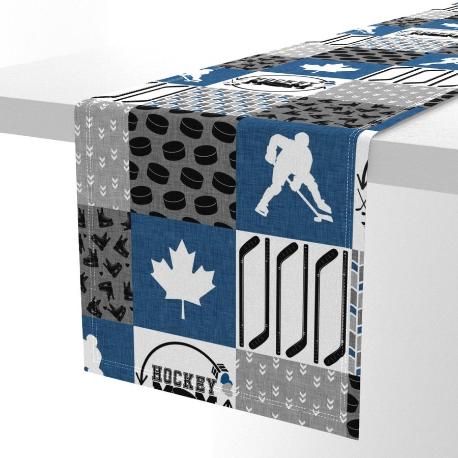 Hockey Mom//Canada//Classic Blue - Wholecloth Cheater Quilt