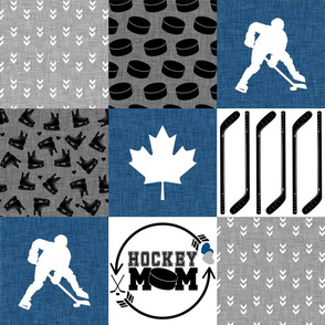 Hockey Mom//Canada//Classic Blue - Wholecloth Cheater Quilt