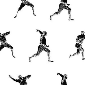 Vintage Baseball Players in Black on a White Background