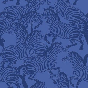 Zebra Stampede in Classic Blue