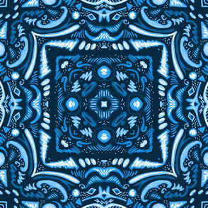 Steve's Blue Tribal tile, large