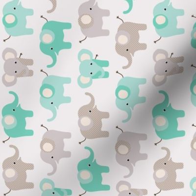 Happy elephants on gray - rotated