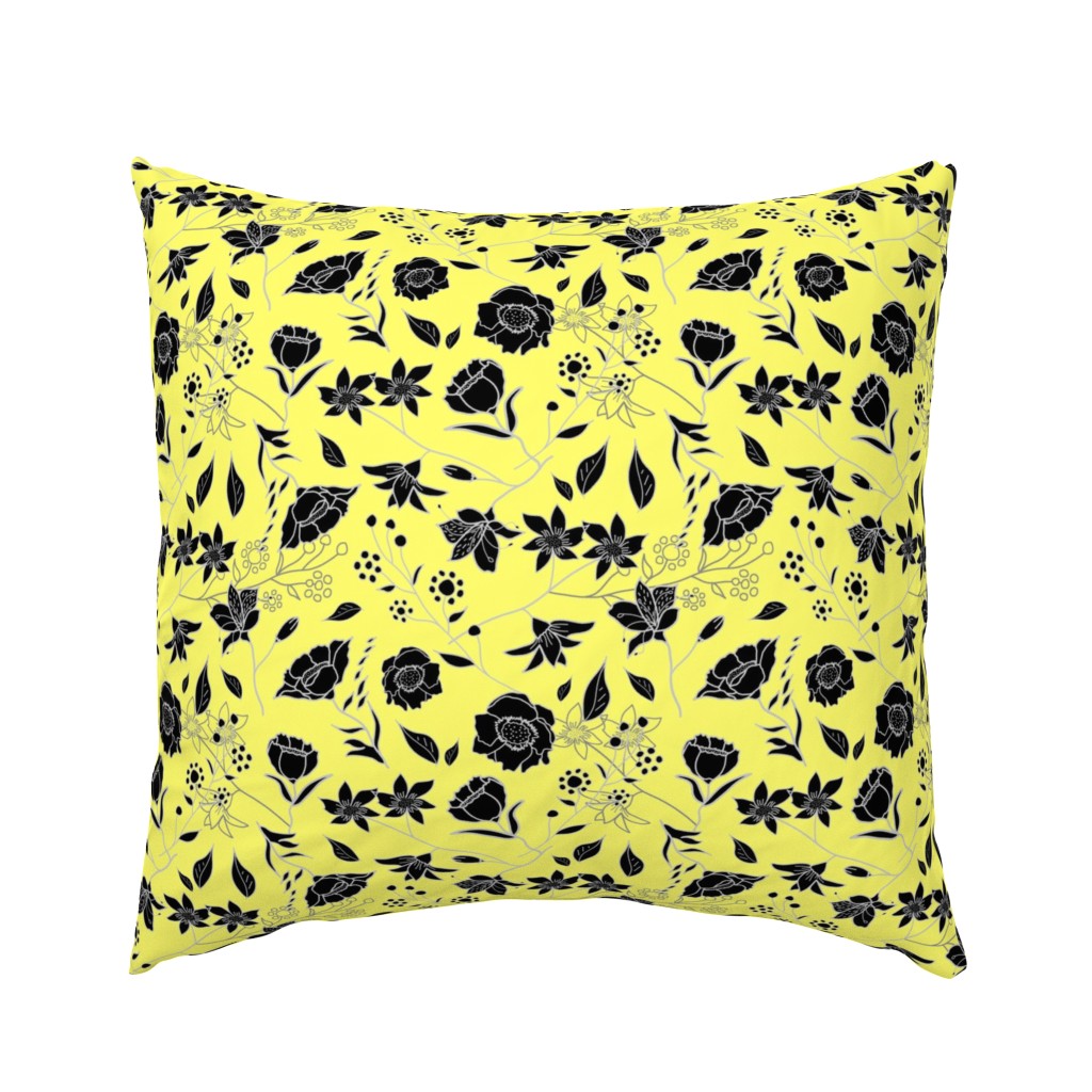 Mimi’s Spring Meadow - Black on Daffodil Yellow