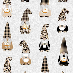 LARGE - gnome fabric - tomten fabric, scandi gnome fabric, trendy gnomes fabric - leopard neutral