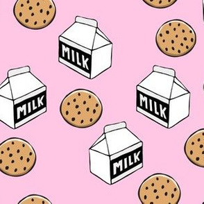 milk and cookies - chocolate chip cookies - pink - LAD20