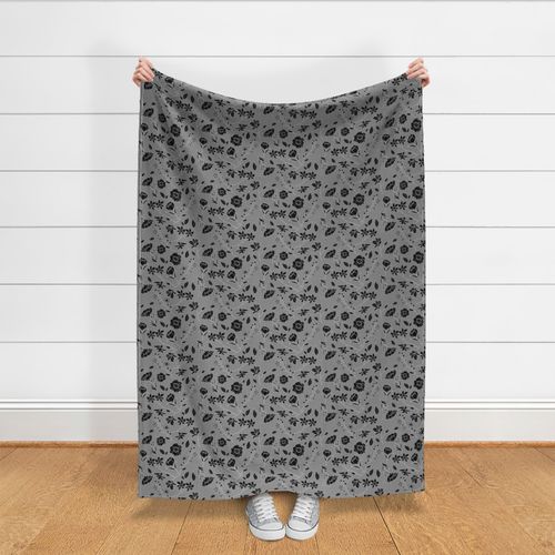 Mimi’s Spring Meadow - Black on Silver Grey