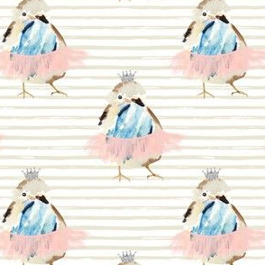 4" Birdie Ballerina Girl Ivory Stripes