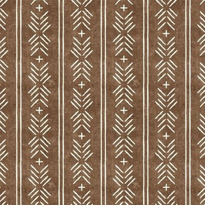 (small scale) mud cloth arrow stripes - coffee - mudcloth tribal - LAD20