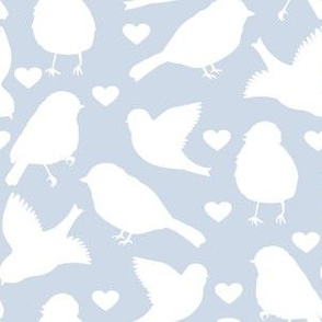 6" Birds with Hearts Blue