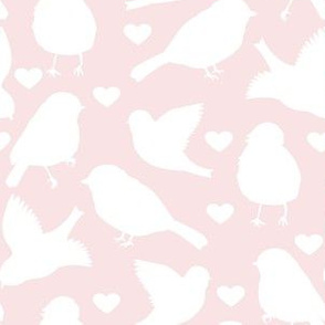 6" Birds with Hearts Pink