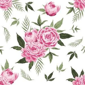 pink  peony floral fabric - floral fabric, watercolor fabric, roses fabric, baby fabric, baby girl fabric - pink