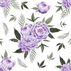  purple peony floral fabric - floral fabric, watercolor fabric, roses fabric, baby fabric, baby girl fabric - purple