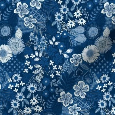 Blue monday floral small