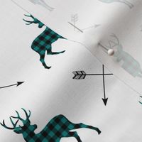 Deer + Arrows (black + peacock teal plaid)