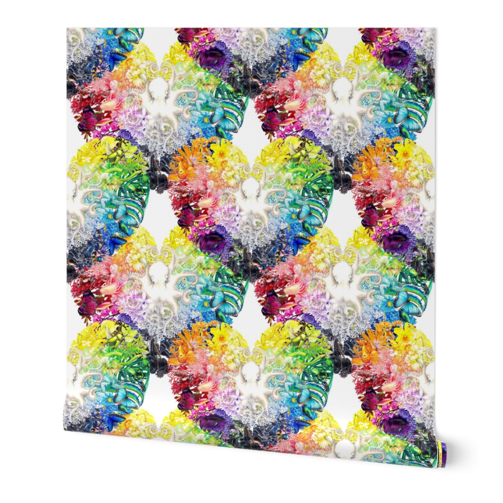 Rainbow Spectrum Heart pattern (dense on white)