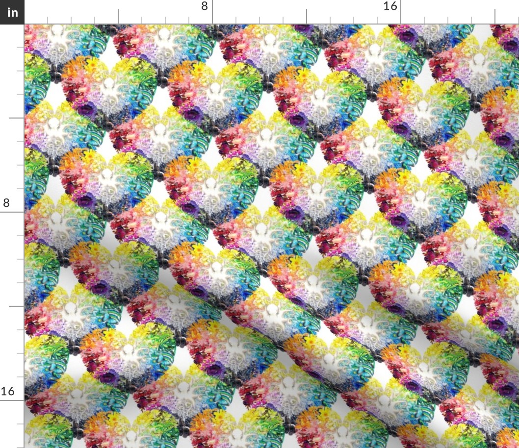 Rainbow Spectrum Heart pattern (dense on white)