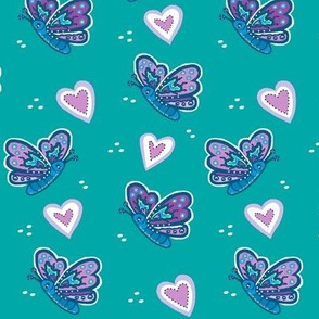 Whimsy of the Flutterby / Butterflies on Teal  