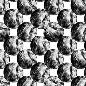 Vintage Baseballs B&W (Small Print Size)