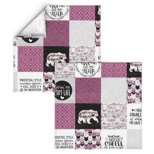 Momlife//Coffee//Merlot - Wholecloth Cheater Quilt