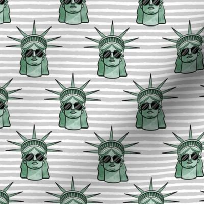 Statue of Liberty - with sunnies on grey stripes -  LAD20