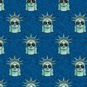 Statue of Liberty - with sunnies on blue - LAD20