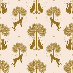 Cheetahs and Palms in Gold and Cream / Small Scale