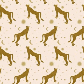 Boho Big Cats on a Cream Background / Small Scale