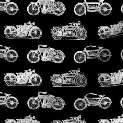 Antique Motorcycles on Black (Medium Print Size)