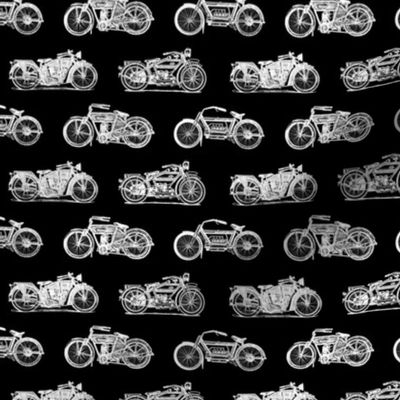 Antique Motorcycles on Black (Small Print Size)