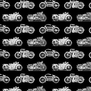Antique Motorcycles on Black (Small Print Size)