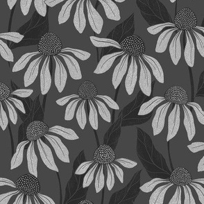 Grey Echinacea Floral - Medium